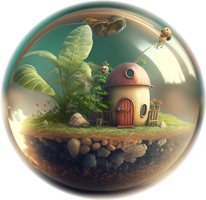 Miniature world in a glass ball